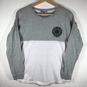 Ocean Blue Adult Unisex Medium Gray White Long Sleeve Curved Hem Shirt